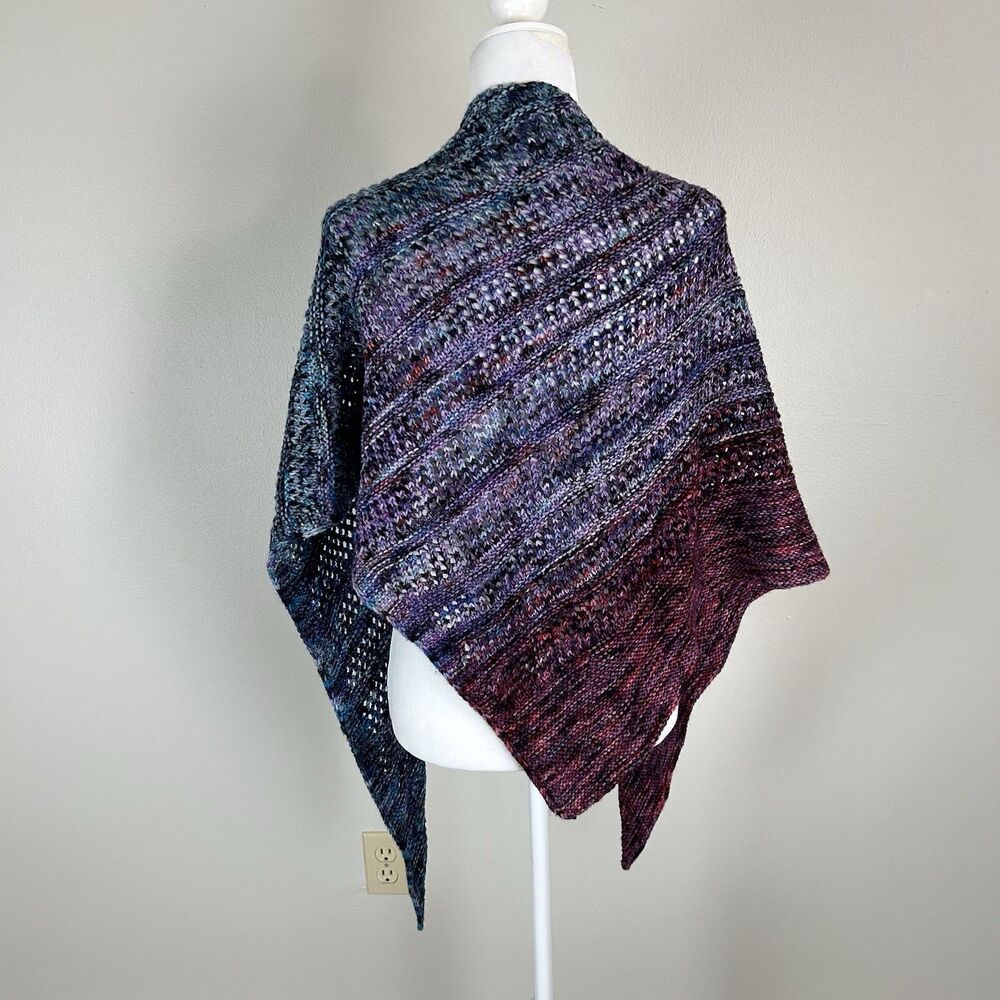 Handmade Multicolor Striped Crochet Shawl Wrap for Women Asymmetrical Ombré
